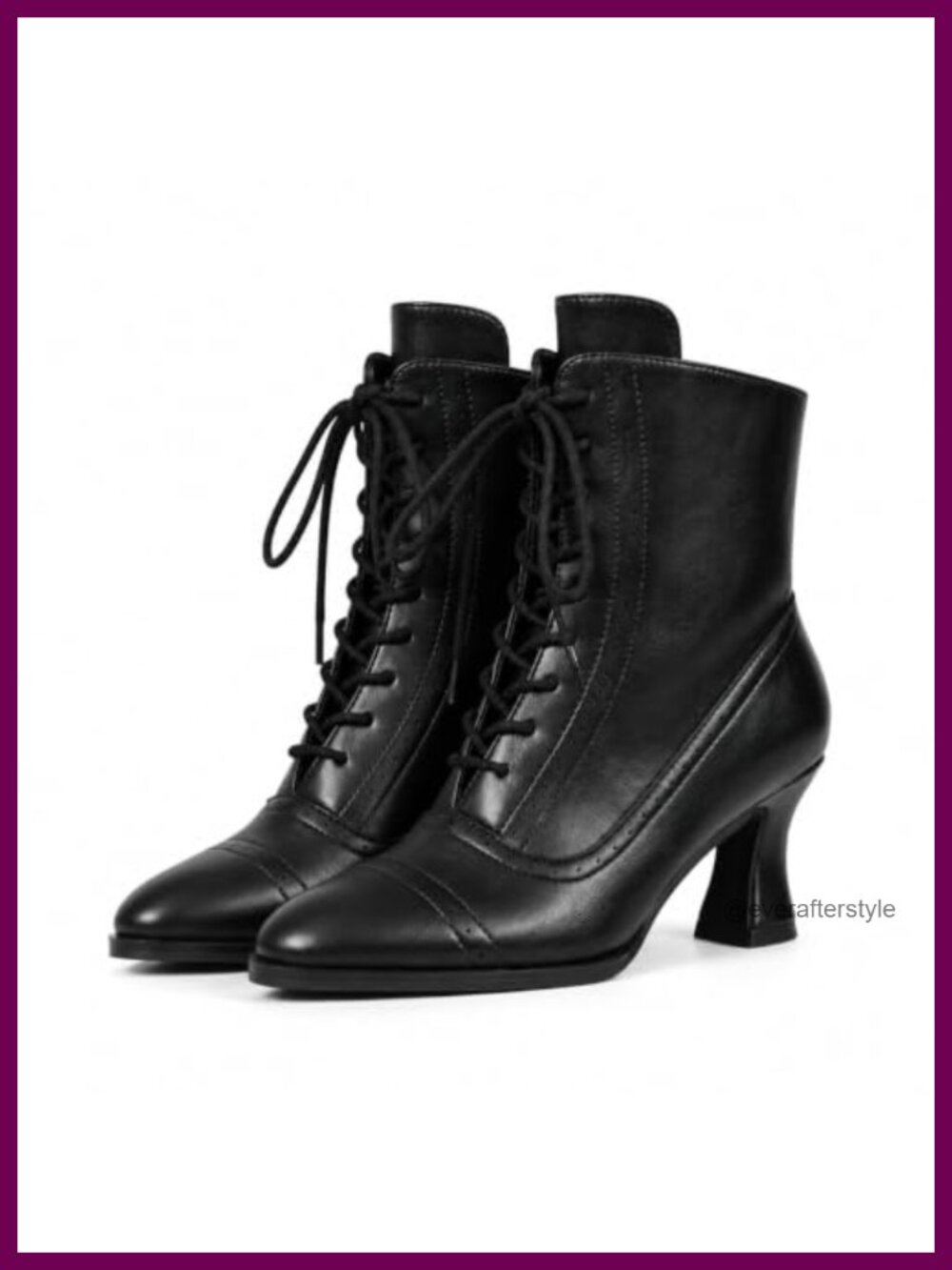 Victorian Boots Women Vintage Renaissance Witch Mid-Calf Block Heel